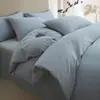 Conjunto de Quatro Peças Liso Colorido Espesso Escovado 100% Algodão Classe A Outono e Inverno, Conjunto Simples Amigo da Pele Quente Combinação Bicolor