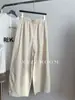 Pantalones de pierna recta de color liso con cintura elástica, estilo japonés lavado, 100% algodón para mujer, simples, versátiles, casuales, que favorecen la figura, Primavera temprana 2026