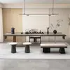 Mesa de Preparación de Té de Lujo Ligero Gama Alta Oficina Isla Simple de Madera Maciza Mostrador Mesa y Sillas de Té Set Mesa de Té para Sala de Estar del Hogar