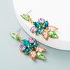 Pendientes de aleación multicapa con personalidad exagerada, diamantes de cristal, diamantes Super Flash, pendientes de diamantes completos para mujer, pendientes europeos y americanos al por mayor.
