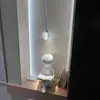Lámpara de Sala de Estar Creativa para Apartamento Luz Colgante de Luna de Cristal para Escalera de Dúplex, Lámpara de Techo Pequeña Minimalista Moderna para Loft, Estilo Popular de Celebridad de Internet
