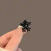 Grampo Pequeno com Laço de Strass Preto para Mulheres, Elegante Presilha Lateral para Franja, Presilha Superior com Acabamento de Luxo