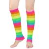 Calcetines de arcoíris transfronterizos color brillante fluorescente cubierta de pierna de lana para mujer otoño e invierno tejido cálido cubierta para el pie calcetines de felpa Lolita
