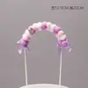 Fio de Natal Vermelho Bola de Pelo Arco Decoração de Bolo de Aniversário Plug-in Arco-íris Pompons Tridimensionais Enfeites de Bandeira para Festa de Aniversário