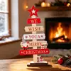 Enfeite decorativo de madeira em formato de mini árvore de Natal transfronteiriço com letras em inglês e estrelas, item de decoração para casa