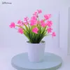 Atacado vaso pequeno cônico pêssego laranja plástico planta aquática arranjo de flores flor artificial flor de seda flor borboleta conjunto de Camélia