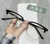 Nuevas gafas de media montura para cejas con filtro de luz azul, alta gama de moda, adecuadas para caras redondas, personalizadas, adelgazantes, montura cuadrada de metal, gafas graduadas