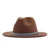 Sombrero de Sol para Exteriores Clásico Fieltro Fedora Ala Ancha Moda Sombrero Jazz con Hebilla de Cinturón