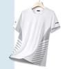 Camiseta de seda gelada de verão masculina, gola redonda, roupas de secagem rápida, manga curta, fina, respirável, meia manga, tamanho grande, top esportivo masculino, solto, moderno