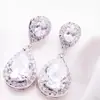 Estilo Coreano Creativo Lujo Circonita Hermosas Gotas de Agua Super Brillantes Cristal Novia Noche Pura Plata de Ley 925 Aguja Pendientes Nobles
