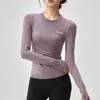 Outono e Inverno Gola Redonda Yoga Manga Longa Alta Elasticidade Ajuste Slim Roupa de Yoga Treino de Pilates Sensação Nua Amigável à Pele Pode Ser Usado como Camada Base Manga Longa Feminino