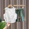 Traje de Verão para Bebê Masculino 365 2022 Novo Conjunto de Moda de Duas Peças com Colete de Verão Estilo Coreano Lindo para Meninos