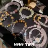Joyería Natural de Madagascar Rosa Rosa Cristal Pequeño Pulsera para Cintura de Hombre Nuevo Zorro de Nueve Colas Chino Pulsera de Cristal Blanco