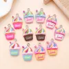 Paquete Mixto de 12 Piezas de 25x15 mm Juguete de Comida Artificial Colgantes de Pastel Batido de Leche de Resina Accesorios para Joyería de Collar Pulsera Hechos a Mano