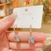 Pendientes de Cubo de Azúcar Geométrico Aurora Colorido Versión Coreana Diseño de Nicho Personalidad Celebridad de Internet Pendientes de Tuerca de Plata para Mujer