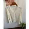 Comércio Exterior Elegante Estilo Francês Romântico Gola V Camisa de Renda para Mulheres Branca Manga Longa Camisa Base com Renda Estilo Ocidental