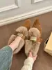 2026 Nova Moda Vintage Outono-Inverno Sapatos Confortáveis de Pelo com Forro de Lã e Bico Fino para Mulheres, Sapatilhas Koreanas de Calçar Raso