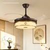 Nueva Lámpara de Techo Estilo Zen Estética Dinastía Song para Sala de Estar, Nuevo Estilo Chino Color Nogal Negro para Dormitorio, Comedor, Sala de Té