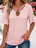 2026 Nueva Ropa Europea y Americana para Mujer de Comercio Exterior Independiente Transfronterizo Patrón Creativo Cuello en V Anillo Manga Corta Camiseta para Mujer