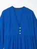 Al por mayor Verano 2026 Nuevo Vestido Azul de Manga Corta con Cuello en V para Mujer Estilo Europeo y Americano 26344