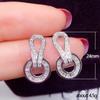 Brincos Europeus e Americanos Transfronteiriços Cao Shi Exagerados Microincrustados Quadrado Escada Zircônia Brincos Femininos Luxo Exquisite Círculo Joia de Cobre