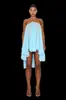Comércio Exterior Transfronteiriço Europeu e Americano Nova Coleção Primavera/Verão 2025 Vestido Curto Solto Feminino Sexy com Gola O e Decote Halter Sem Alças