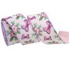 Hebilla de Flor Violeta con Cinta de Borde de Alambre Decoración para el Hogar Embalaje de Regalo Guirnalda Lazo Grande Cinta de Lino Imitación