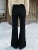 Jeans de cintura alta ligeramente acampanados para mujer, nueva colección otoño/invierno 2026, forrados de felpa, corte slim y que favorecen la figura, con un diseño en forma de pezuña de caballo