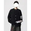 Cárdigan de Punto Retro con Tres Rayas para Hombre Otoño Tendencia Marca Estilo Perezoso Vintage Casual Holgado Versátil Ropa de Abrigo