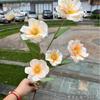 Nueva fábrica de flores de boda color champán hortensia rosa boda guía de camino flores falsas suaves al por mayor