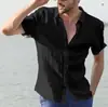 Camisa casual para hombre de comercio exterior transfronterizo 2026 nueva para hombre casual cuello de solapa color liso manga corta
