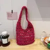 2026 Nuevo Bolso Tote Casual de Moda Estilo Coreano Inspirado en el Bosque, Tejido Hueco, Bolso de Punto Ligero de Hombro Único para Mujer