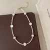 Collar de Perlas de Cristal de Concha con Colgante de Flor en Forma de Corazón de Gama Alta para Mujer, Gargantilla de Moda Retro, Cadena para Clavícula