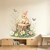 Estacas de Madera Conejo de Pascua Decoración Centro Comercial Flores Pegatinas de Pared Mariposas Autoadhesivas Removibles Atmósfera