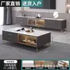 Mueble de TV Moderno de Lujo Ligero con Encimera de Piedra Sinterizada para Hogar Apartamento Pequeño con Estantes Abiertos de Cristal Almacenamiento Mueble de TV de Pie