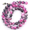 Série transfronteiriça rosa choque quente pedra natural vidro calcedônia jade contas pulseira colar semiacabado atacado