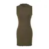 Vestido Falda Elegante con Cintura Ceñida y Cadera Envuelta Estilo Puro Deseo Chica Picante para Mujer Moda Color Sólido Encaje Cuello Semi-Alto Sin Mangas