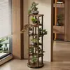 Suporte de Flores Circular de Chão, Estante Giratória de Vários Níveis Economizadora de Espaço, Vaso para Plantas Verdes de Sala de Estar/Varanda, Suporte de Plantas de Luxo Leve