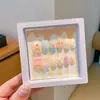 Adesivos de Unha Desenho Animado Infantil Gatinha Edição de Ano Novo Vermelho Pequena Menina Nail Art Adesivos Cola de Gel Removível