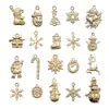 Mix 20 KC Ouro Natal Liga Pingente Árvore de Natal Boneco de Neve Floco de Neve Pingente DIY Pulseira Jóias Acessórios
