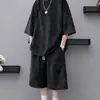 Traje Retro Americano para Hombre, Marca de Moda de Verano, Conjunto Deportivo Casual de Talla Grande, Conjunto de Dos Piezas con Camisa de Manga Corta y Shorts