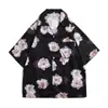 Camisa floral retro de estilo Hong Kong 12V, manga corta, estilo tailandés hawaiano, ideal para hombres y mujeres.
