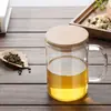 Tazas de Agua Fría para el Hogar al por Mayor, Tazas de Desayuno, Vasos de Vidrio para Agua de Oficina, Vasos de Té de Vidrio de Silicona Transparentes de Alta Calidad con Asas, Tazas de Té Verde