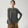 Novo Suéter de Caxemira 100% Outono 2026 para Mulheres, Gola Redonda, Estilo Casual, Camada Base de Tricô Falsa Dupla Face, Cor Sólida