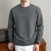 Moletom Pesado com Gola Redonda Transfronteiriço Masculino Novo Estilo Primavera e Outono 2026 Moda Casual Cor Sólida Manga Longa Camada Base Moletom Masculino