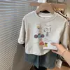 Camiseta infantil de algodão puro de manga longa, novo estilo primavera e outono, versão coreana estilosa, desenho animado fofo, top unissex para bebês