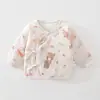 Camiseta de algodón de color para bebé, con espalda media, acolchada Clase A, top ajustado de manga larga para bebé recién nacido de 0 a 3 meses, ropa para recién nacido para otoño e invierno