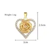 [Oro Real de Cobre] Amor Hueco Rosa Moda Comercio Exterior Transfronterizo DIY Joyería Cobre Circonio Microincrustado Accesorios de Colgante