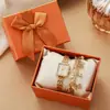 Reloj Cuadrado Pequeño Retro Francés Jusmi para Mujer, Set de Reloj+Pulsera, Reloj de Cuarzo Transfronterizo al por Mayor