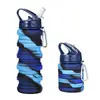Botella de agua plegable de silicona transfronteriza, conveniente para ciclismo al aire libre, hecha de material de silicona de grado alimenticio